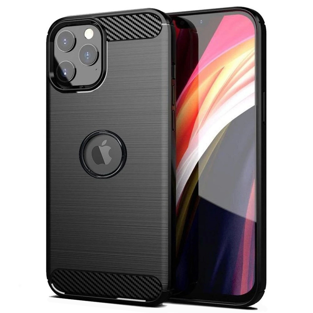 Силиконов Калъф Carbon за iPhone 12 Pro Max, Черен