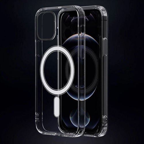 Удароустойчив калъф MagSF за iPhone 12 Pro Max, Прозрачен