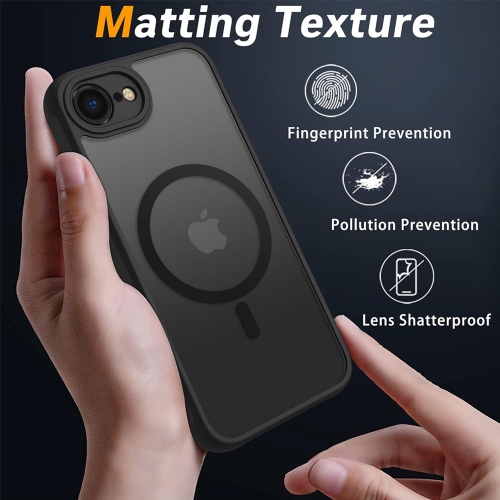 Удароустойчив калъф MagSF Matte за iPhone 16e/17e, Черен