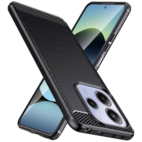 Силиконов Калъф Carbon Fibre Brushed за Xiaomi Redmi Note 14 5G, Черен