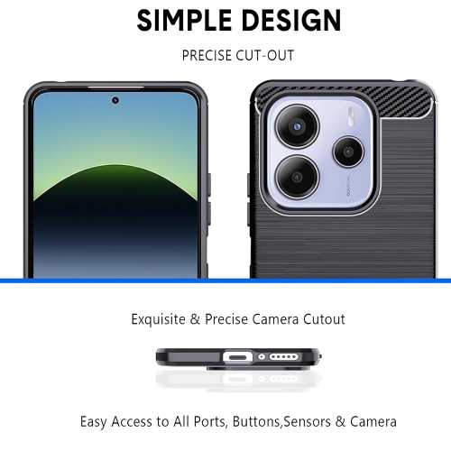 Силиконов Калъф Carbon Fibre Brushed за Xiaomi Redmi Note 14 5G, Черен