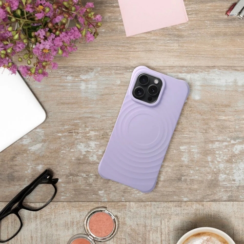 Силиконов калъф Zephyr Mag Cover за iPhone 16 Pro, Светло лилав