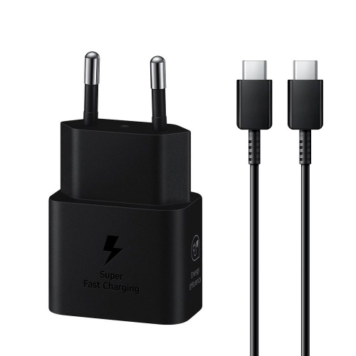 Зарядно Samsung, USB-C, 25W, EP-T2510XBEGEU, Super Fast, с кабел Type-C към Type-C, Черен