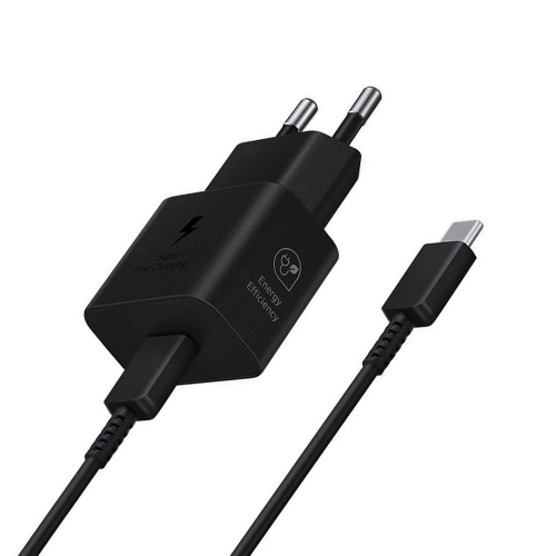 Зарядно Samsung, USB-C, 25W, EP-T2510XBEGEU, Super Fast, с кабел Type-C към Type-C, Черен