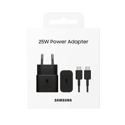 Зарядно Samsung, USB-C, 25W, EP-T2510XBEGEU, Super Fast, с кабел Type-C към Type-C, Черен
