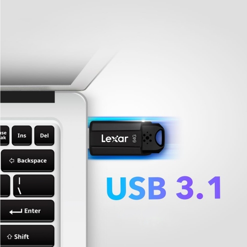 Флаш памет LEXAR JumpDrive S80, 64GB, USB 3.1, 130/25 MB/s, Черен