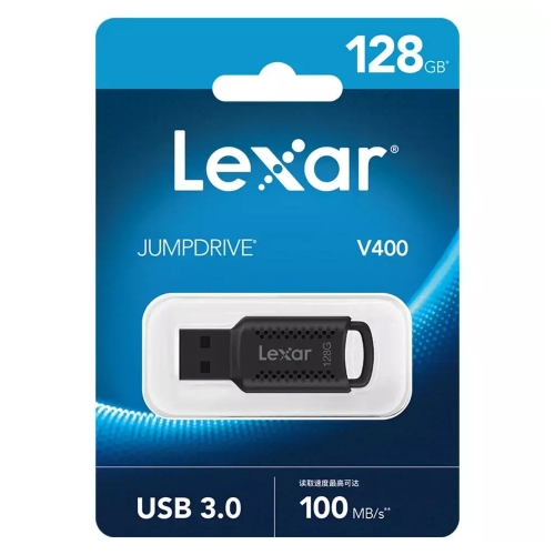 Флаш памет LEXAR JumpDrive V400, 128GB, USB 3.0, 100 MB/s, Черен