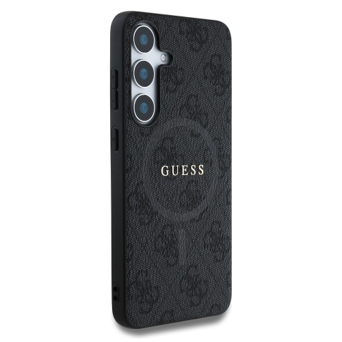 Калъф GUESS, PU Leather Colored Ring MagSafe за Samsung Galaxy S25, GUHMS25SG4GFRK, Черен
