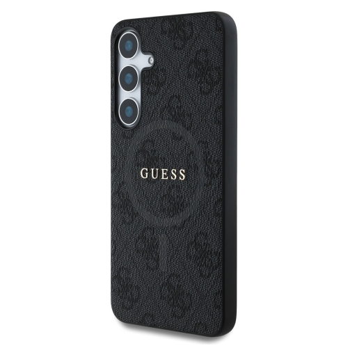 Калъф GUESS, PU Leather Colored Ring MagSafe за Samsung Galaxy S25, GUHMS25SG4GFRK, Черен