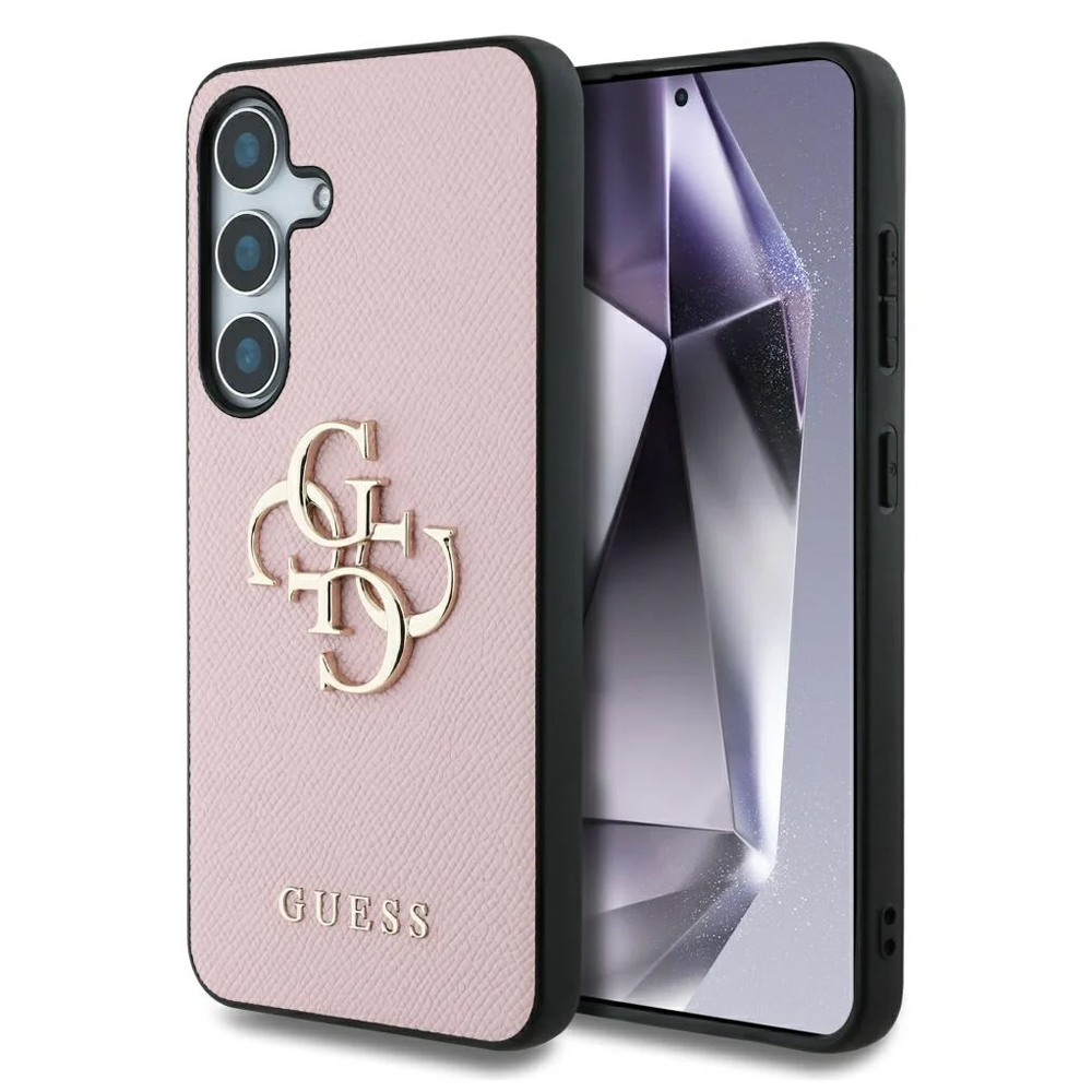 Калъф GUESS, PU Grained 4G Metal Logo за Samsung Galaxy S25, GUHCS25SPGT4MBP, Розов