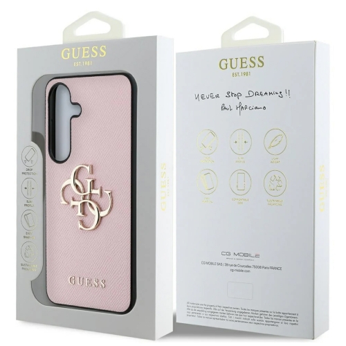 Калъф GUESS, PU Grained 4G Metal Logo за Samsung Galaxy S25, GUHCS25SPGT4MBP, Розов
