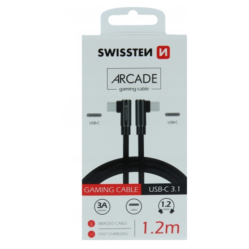 Кабел SWISSTEN Arcade USB-C към USB-C, 1.2м., Черен