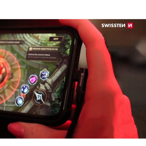 Кабел SWISSTEN Arcade USB-C към USB-C, 1.2м., Черен