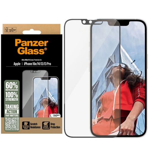 Стъклен Протектор PanzerGlass за iPhone 16e/17e/14/13/13 Pro, Ultra-Wide Fit