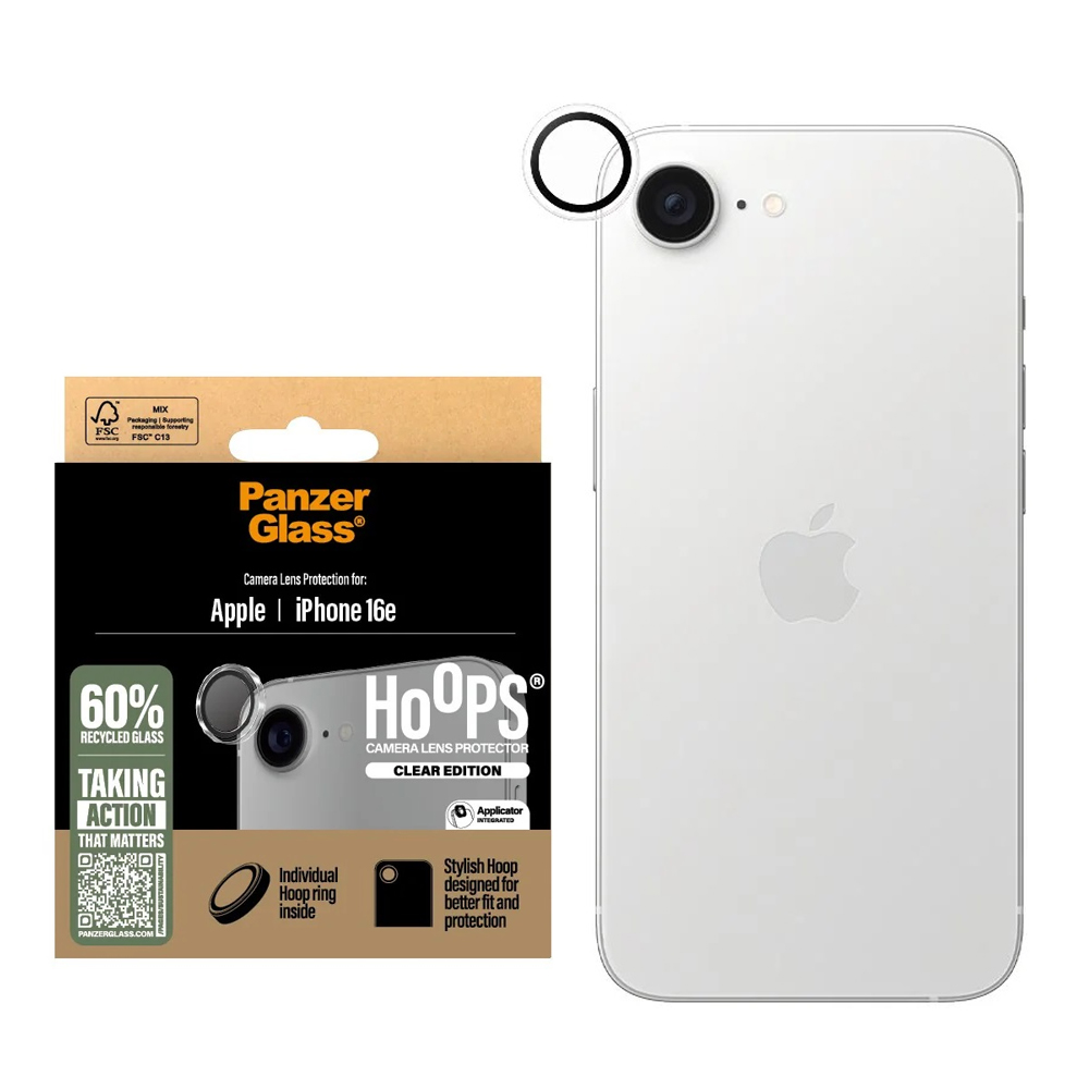 Стъклен Протектор за камера PanzerGlass Hoops Lens Protector за iPhone 16e/17e, Прозрачен