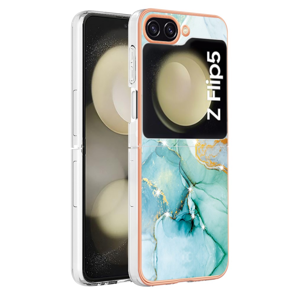 Силиконов калъф Marble Pattern IMD за Samsung Galaxy Z Flip5 5G, Зелен мрамор