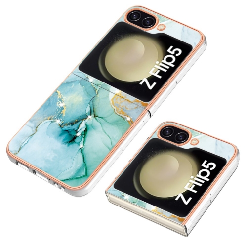 Силиконов калъф Marble Pattern IMD за Samsung Galaxy Z Flip5 5G, Зелен мрамор