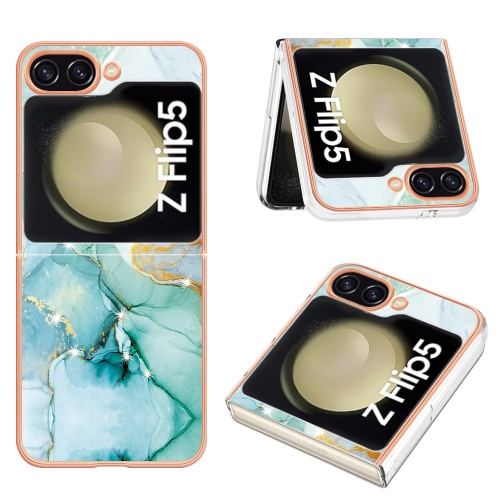 Силиконов калъф Marble Pattern IMD за Samsung Galaxy Z Flip5 5G, Зелен мрамор