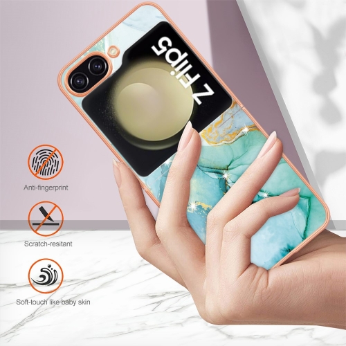 Силиконов калъф Marble Pattern IMD за Samsung Galaxy Z Flip5 5G, Зелен мрамор