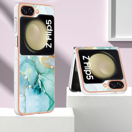 Силиконов калъф Marble Pattern IMD за Samsung Galaxy Z Flip5 5G, Зелен мрамор