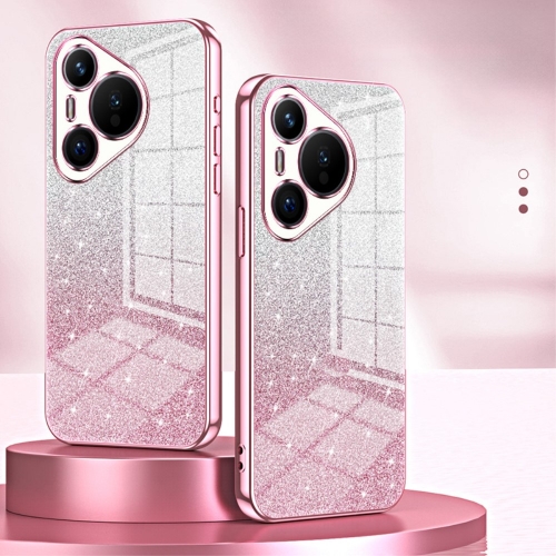 Силиконов калъф Electroplating Glitter за Huawei Pura 70, Розов