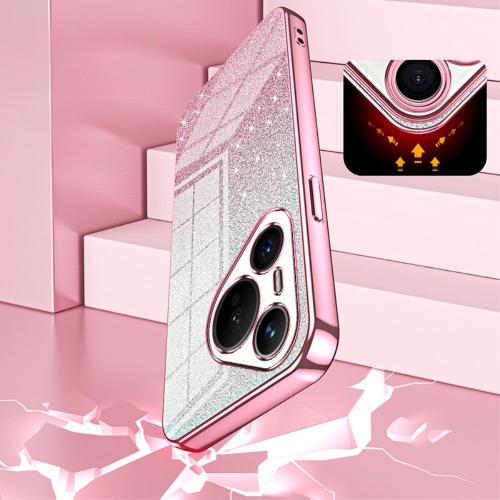 Силиконов калъф Electroplating Glitter за Huawei Pura 70, Розов