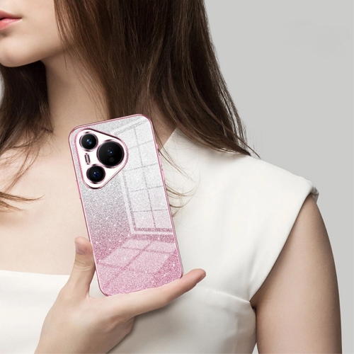 Силиконов калъф Electroplating Glitter за Huawei Pura 70, Розов