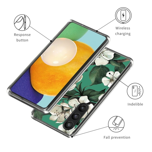Силиконов калъф за Samsung Galaxy S24 Plus, Бели цветя