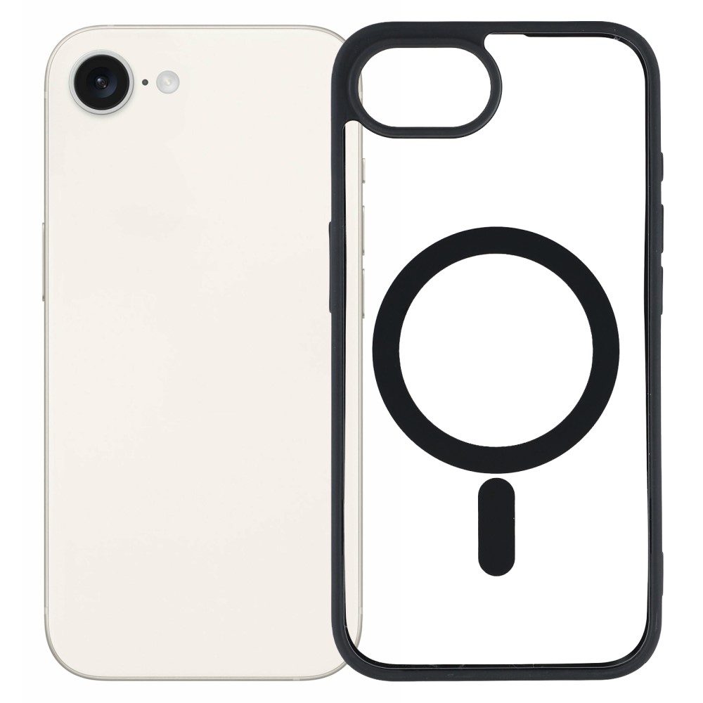 Удароустойчив калъф Acrylic Color MagSF за iPhone 16e/17e, Черен
