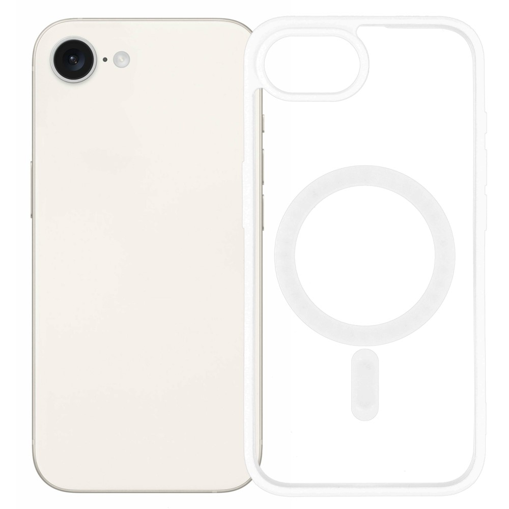 Удароустойчив калъф Acrylic Color MagSF за iPhone 16e/17e, Бял