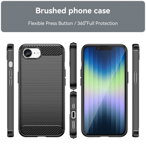 Силиконов Калъф Carbon Fibre Brushed за  iPhone 16e/17e, Черен