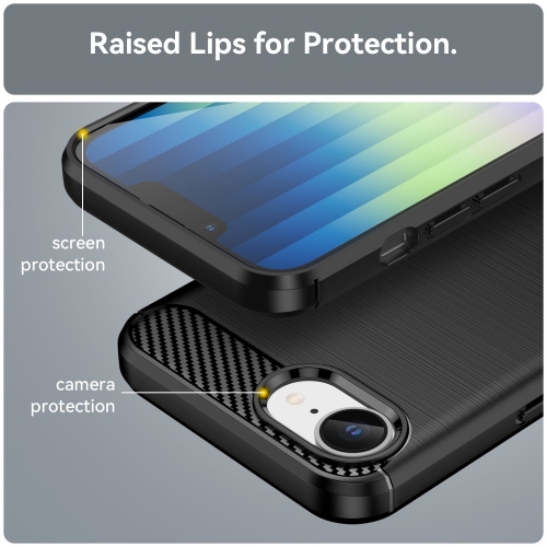 Силиконов Калъф Carbon Fibre Brushed за  iPhone 16e/17e, Черен
