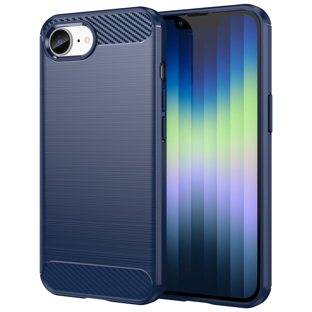 Силиконов Калъф Carbon Fibre Brushed за iPhone 16e/17e, Син