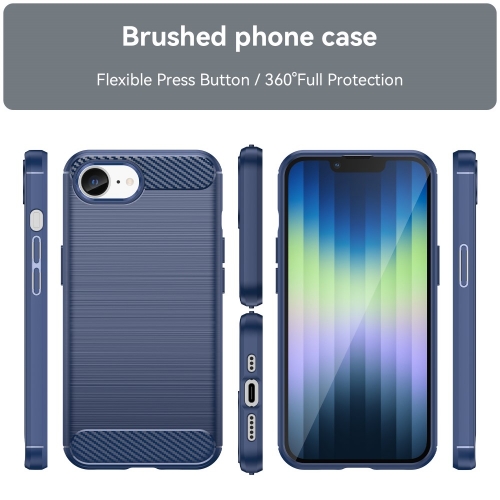 Силиконов Калъф Carbon Fibre Brushed за iPhone 16e/17e, Син