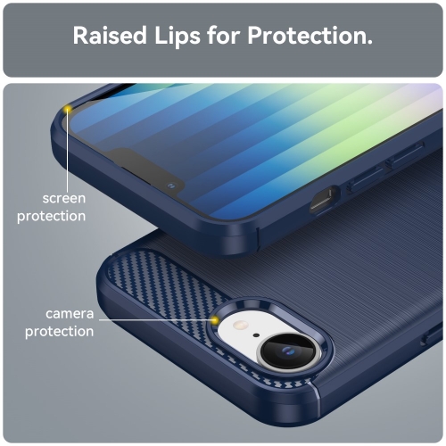 Силиконов Калъф Carbon Fibre Brushed за iPhone 16e/17e, Син