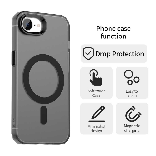 Пластмасов калъф Anti Drop Hybrid MagSF за iPhone 16e/17e, Черен-прозрачен
