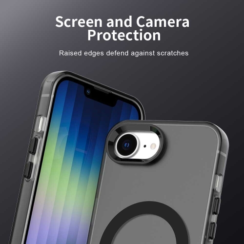 Пластмасов калъф Anti Drop Hybrid MagSF за iPhone 16e/17e, Черен-прозрачен