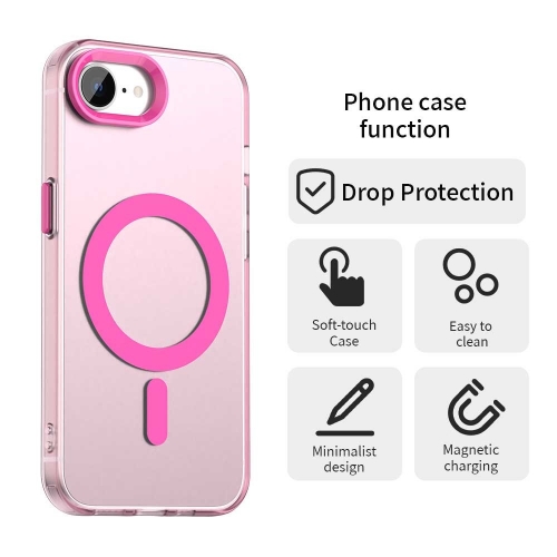 Пластмасов калъф Anti Drop Hybrid MagSF за iPhone 16e/17e, Розов-прозрачен