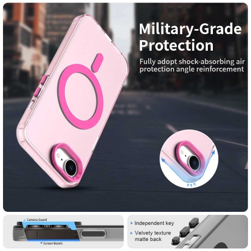 Пластмасов калъф Anti Drop Hybrid MagSF за iPhone 16e/17e, Розов-прозрачен