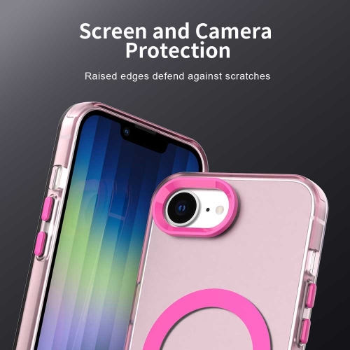 Пластмасов калъф Anti Drop Hybrid MagSF за iPhone 16e/17e, Розов-прозрачен