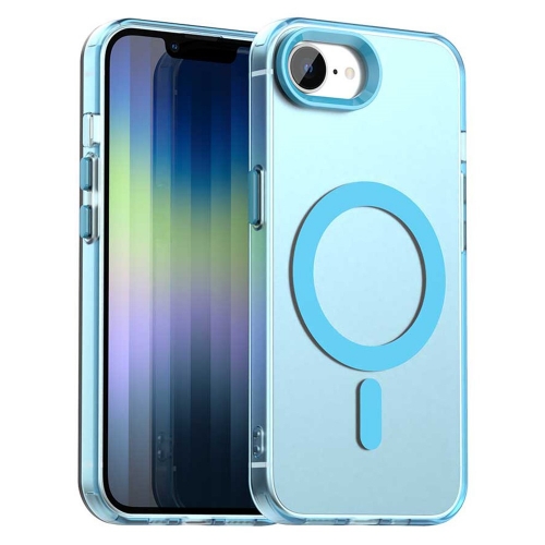 Пластмасов калъф Anti Drop Hybrid MagSF за iPhone 16e/17e, Син-прозрачен 