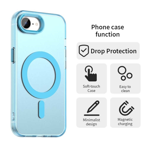 Пластмасов калъф Anti Drop Hybrid MagSF за iPhone 16e/17e, Син-прозрачен 
