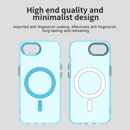 Пластмасов калъф Anti Drop Hybrid MagSF за iPhone 16e/17e, Син-прозрачен 