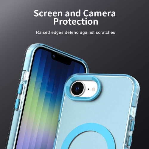 Пластмасов калъф Anti Drop Hybrid MagSF за iPhone 16e/17e, Син-прозрачен 