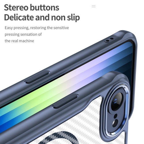 Удароустойчив калъф MagSF Hybrid Carbon за iPhone 16e/17e, Син