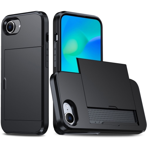 Удароустойчив калъф Sliding Card за iPhone 16e/17e, Черен