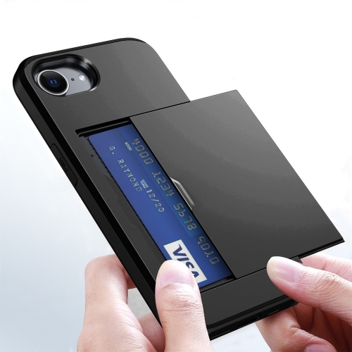 Удароустойчив калъф Sliding Card за iPhone 16e/17e, Черен