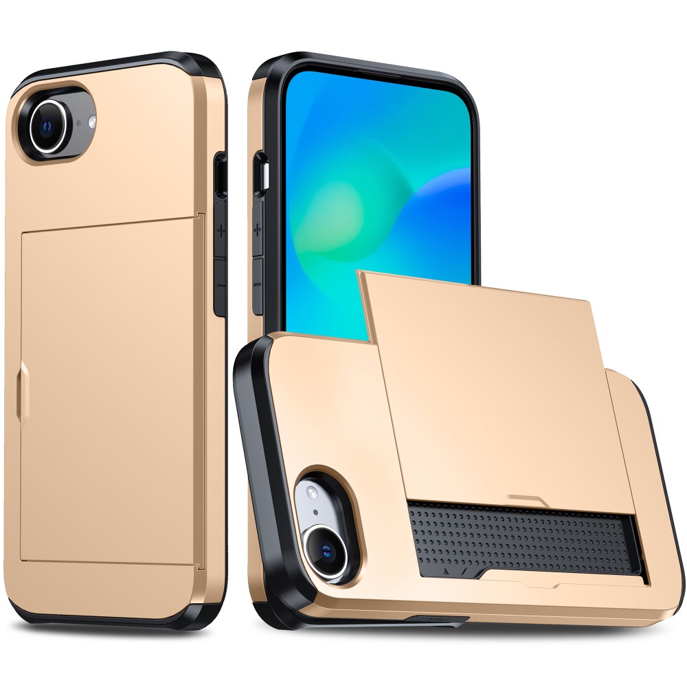 Удароустойчив калъф Sliding Card за iPhone 16e/17e, Златист