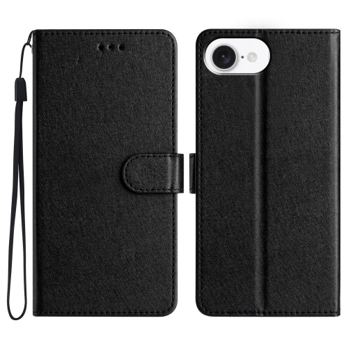 Калъф тефтер Leather Wallet за iPhone 16e/17e, Черен