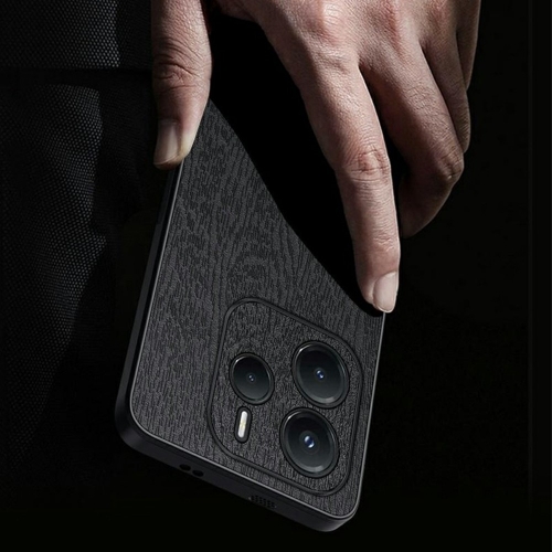 Удароустойчив калъф Wood Leather за Xiaomi Redmi Note 14 5G, Черен